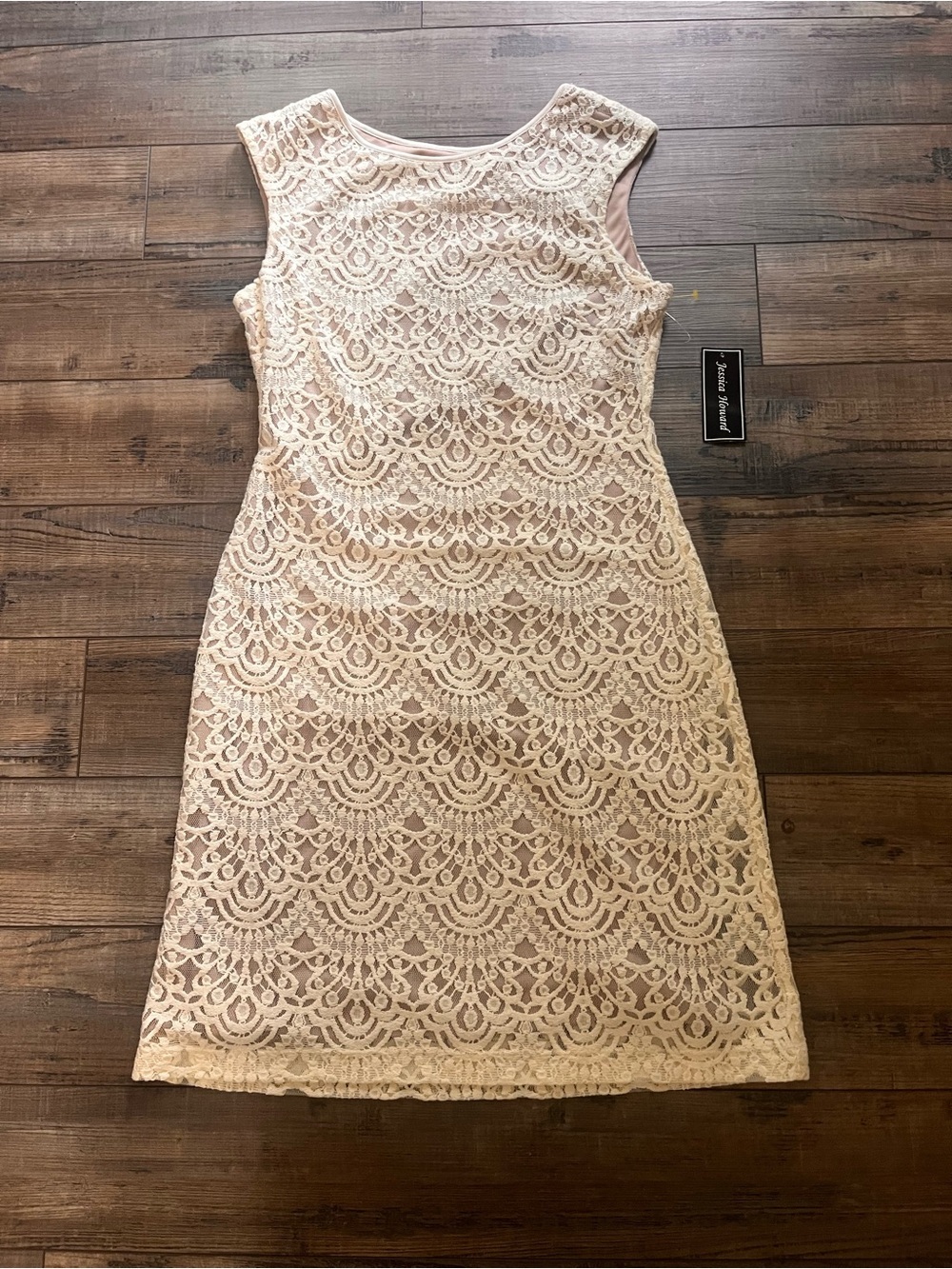 Jessica Howard Sleeveless Lace Midi Dress in Blush Pink